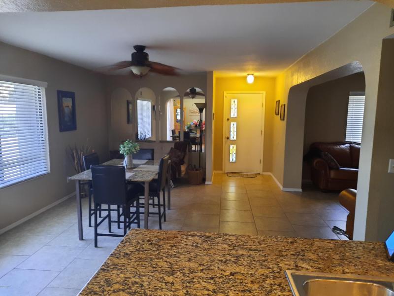 View of dining area from kitchen