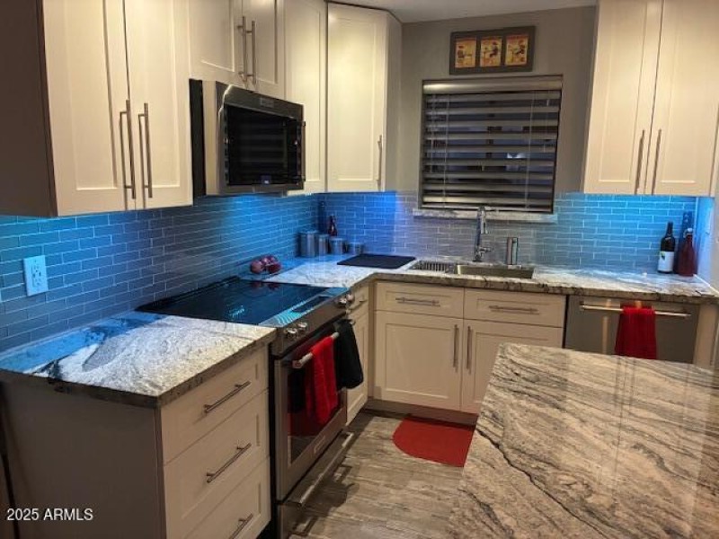 under cabinet lighting at night