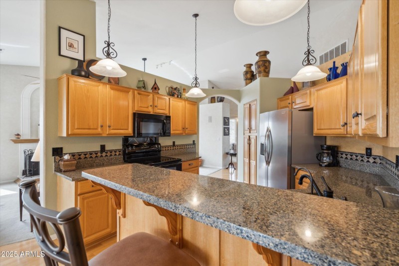 Granite counters in kitchen