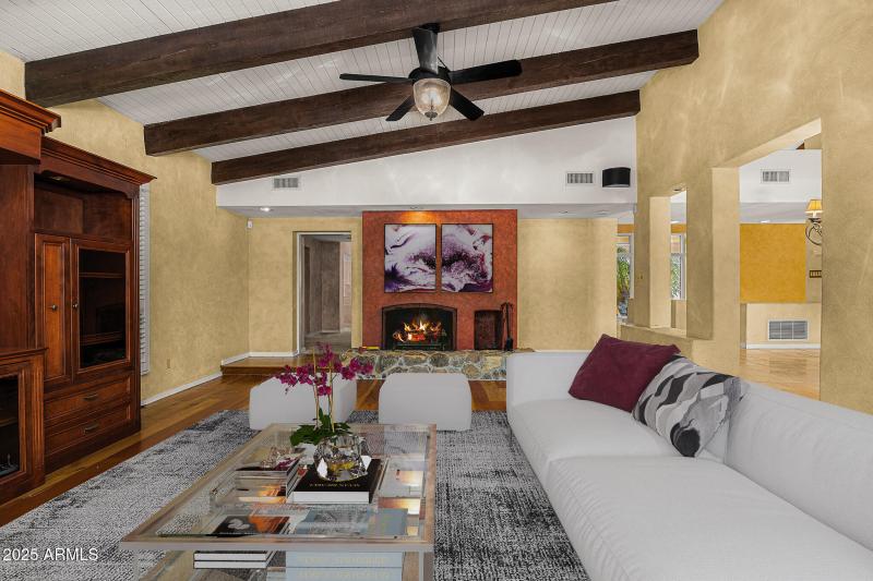 family room virtually staged