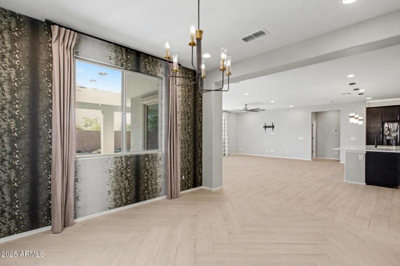 Dining to kitchen and living