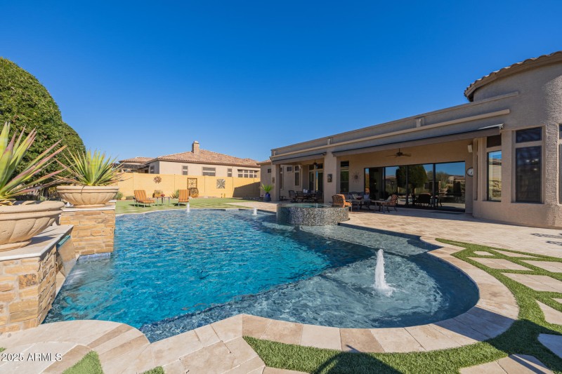 Pool has many lounge areas