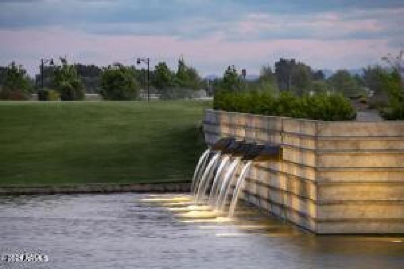 Water feature near entry gate