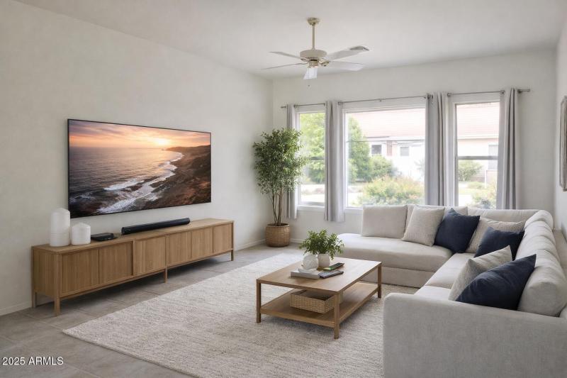 Virtually Staged TV Family Room