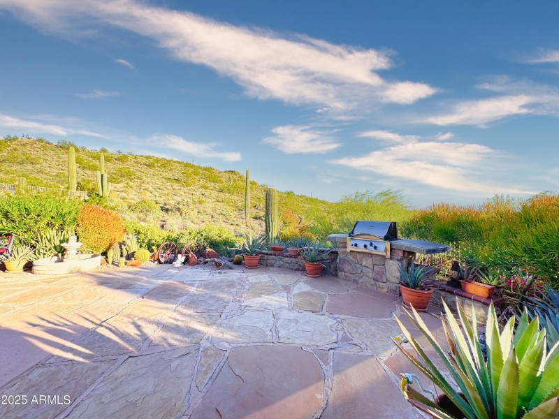 Rear patio in the evening