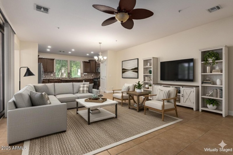 Great room virtually staged