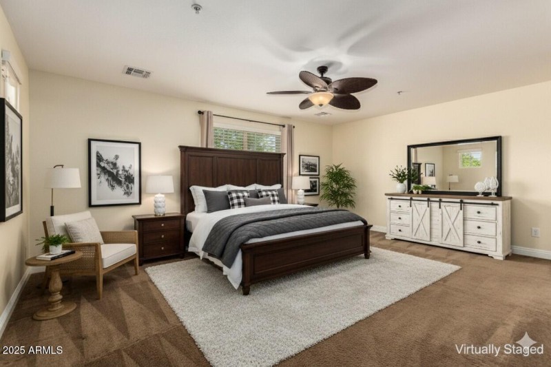 Primary suite virtually staged