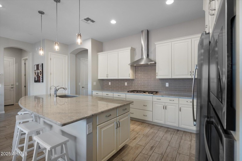 Granite , subway tile backsplash