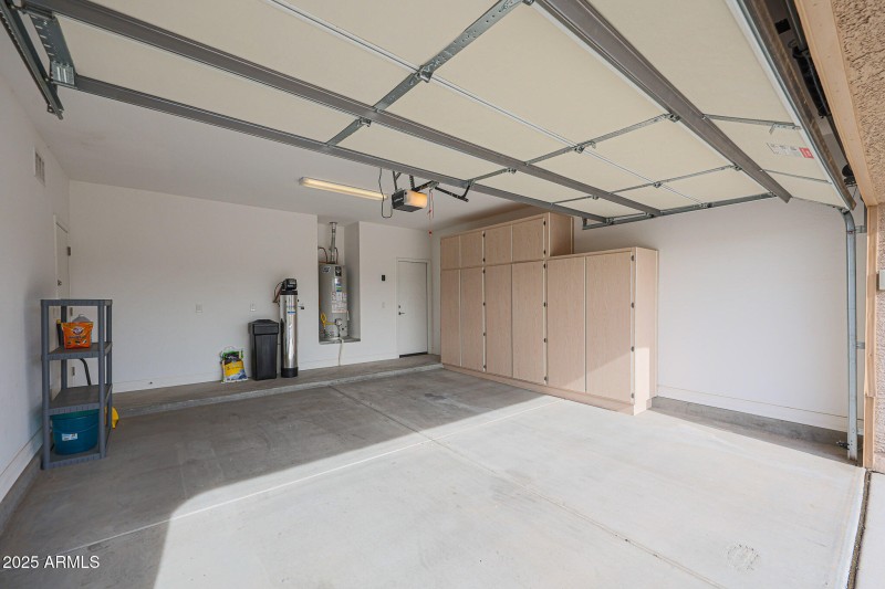 Garage with Built-in Storage Cabinets