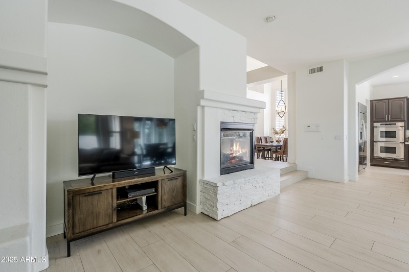 View from family room to dining