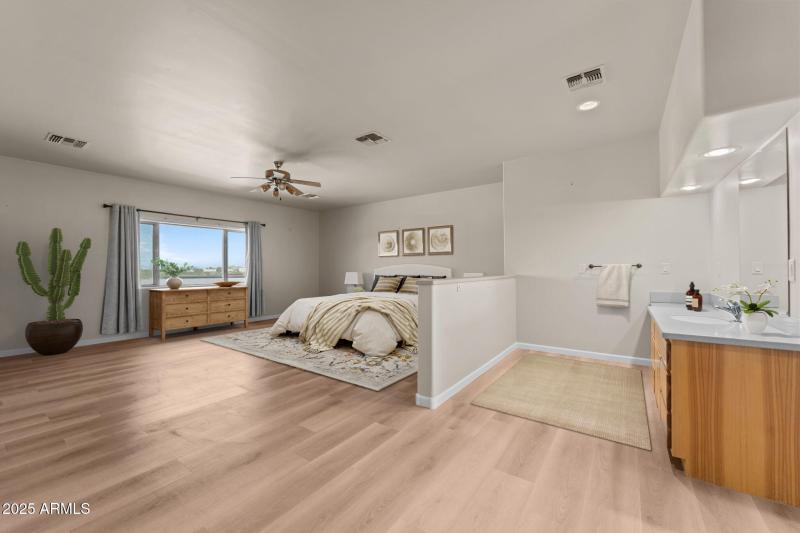 Master Bedroom with part of bathroom vis