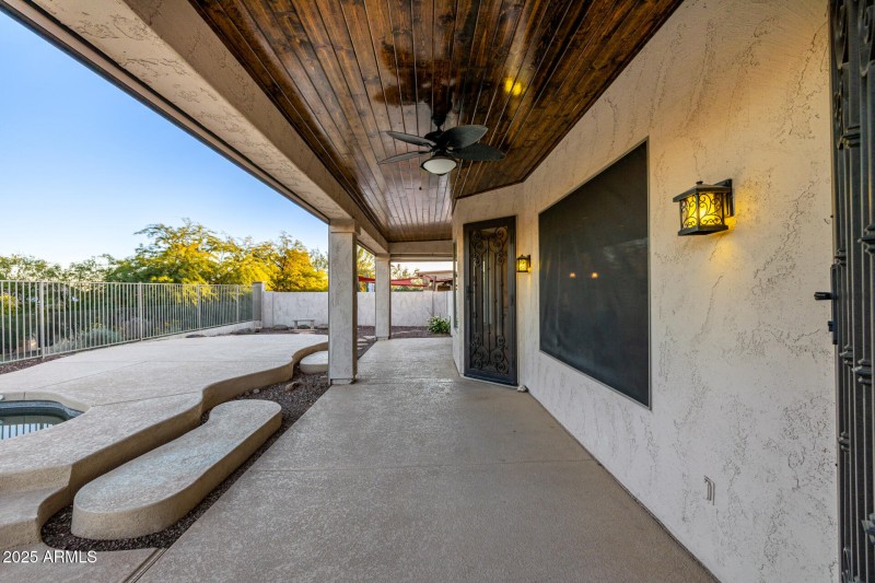 Wooden patio ceiling
