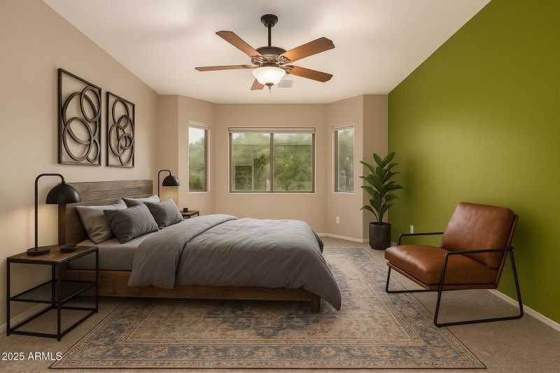 Primary bedroom virtually staged