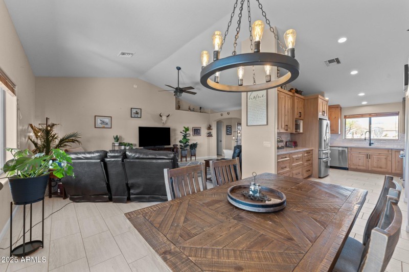 Dining overlooks great room