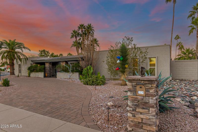 Southwest home under a warm sunset.