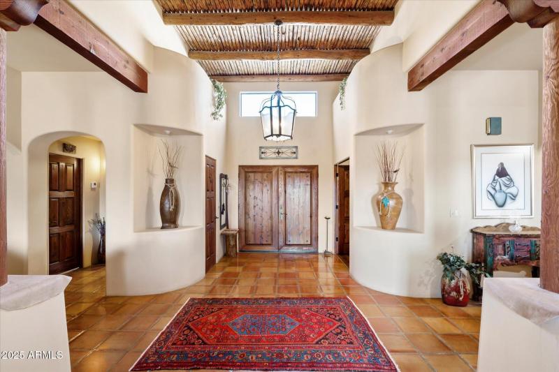Foyer with Viga Beams & Latilla Ceilings