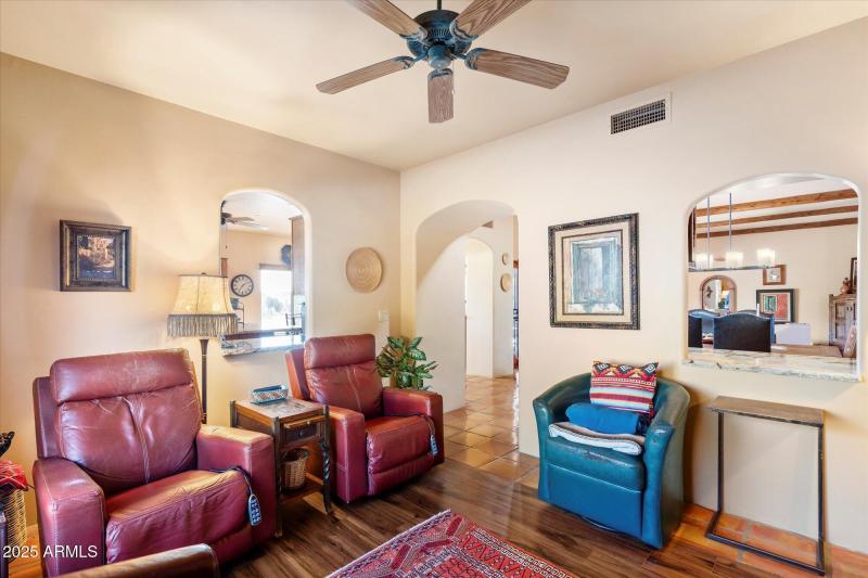 Living Space with Arched Entries