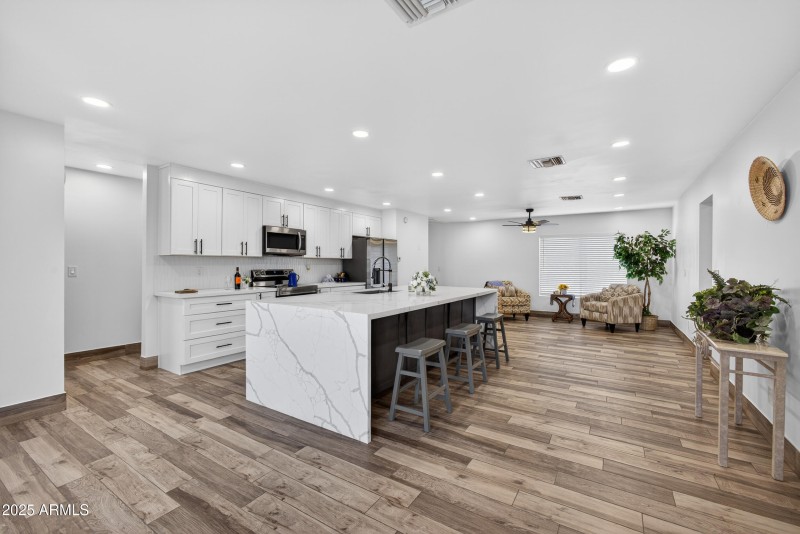 Great Room with Modern Lighting