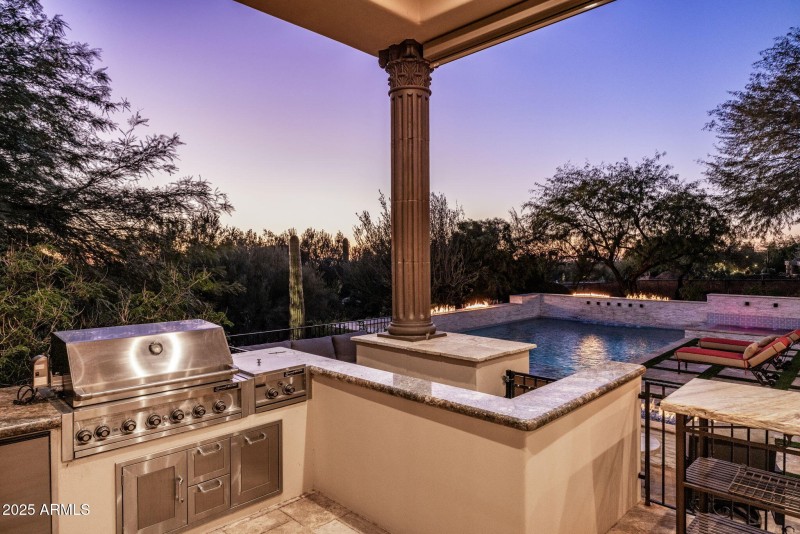 Backyard Grill Overlooking Pool
