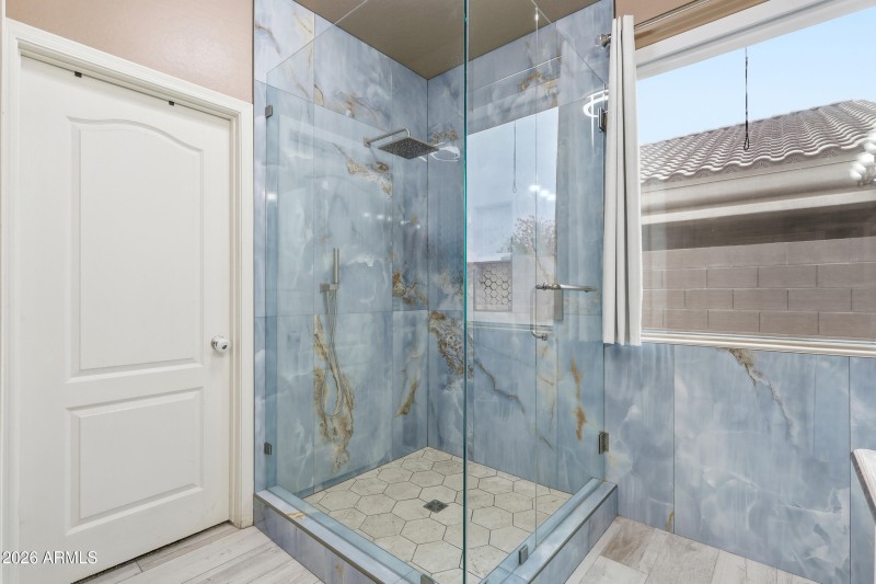 custom shower at primary