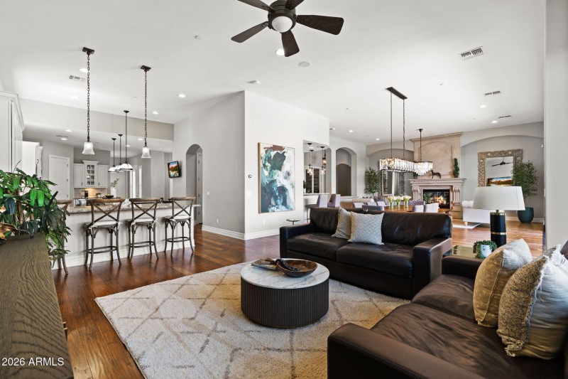 Family Room open to Kitchen Bar area