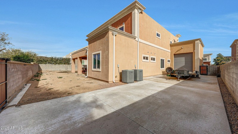 RV garage from backyard