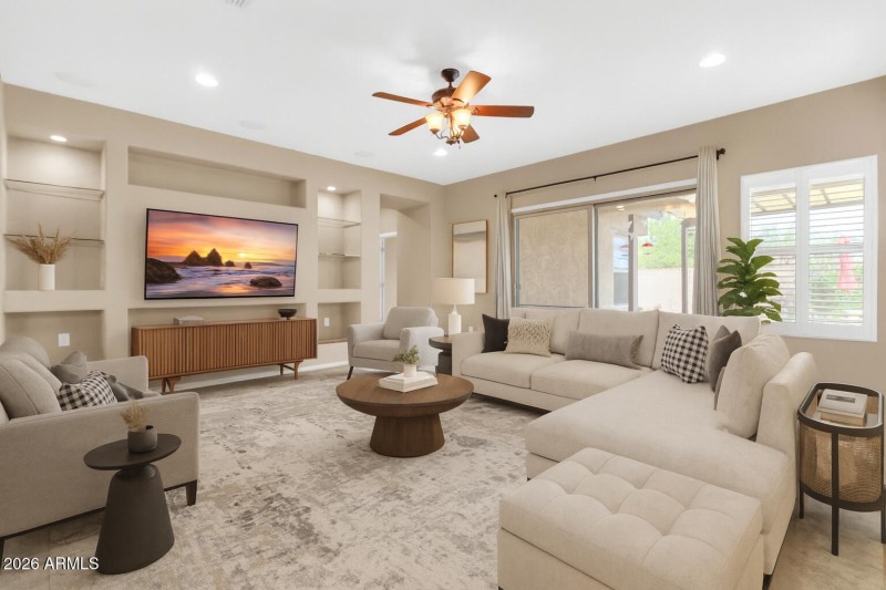 Modern Living Room with Patio Views