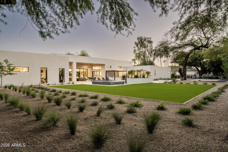 Rear Turf to Pool Twilight