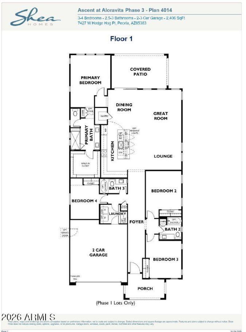 Shea Home Plan 4014 floor plan