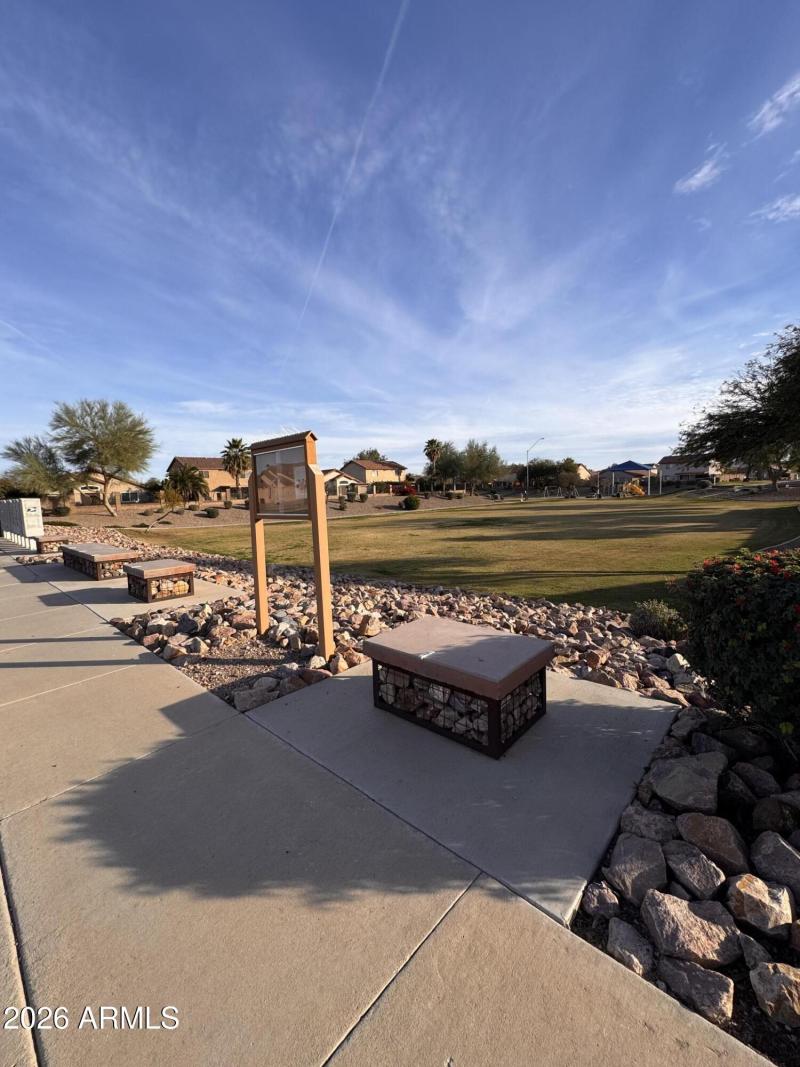 Community park built in benches