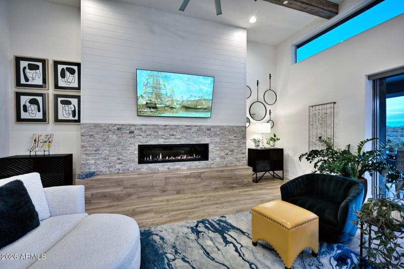 Night-Great Room-Fireplace