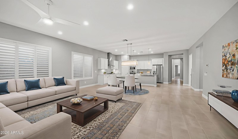 Great Room & Dining Staged