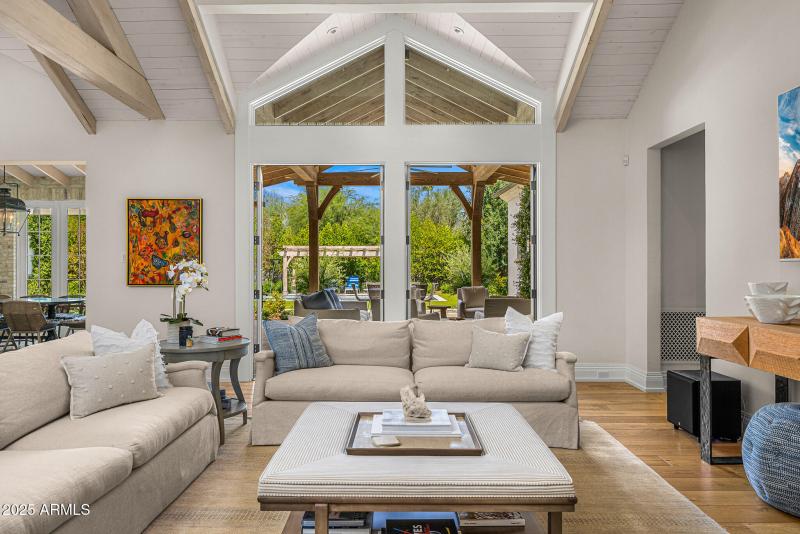 family room french doors open