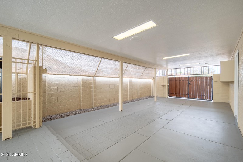 Covered Carport view toward Double Gate