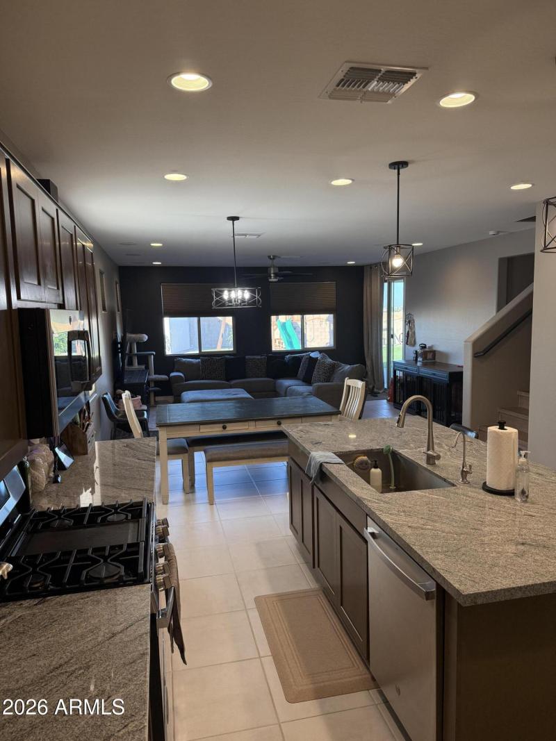 Kitchen and living room view