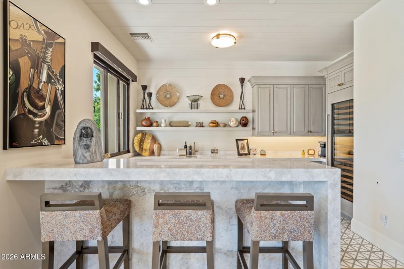 Bar with Icemaker, Beverage and Wine