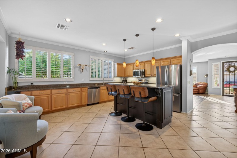 17 feet of counter space under windows!