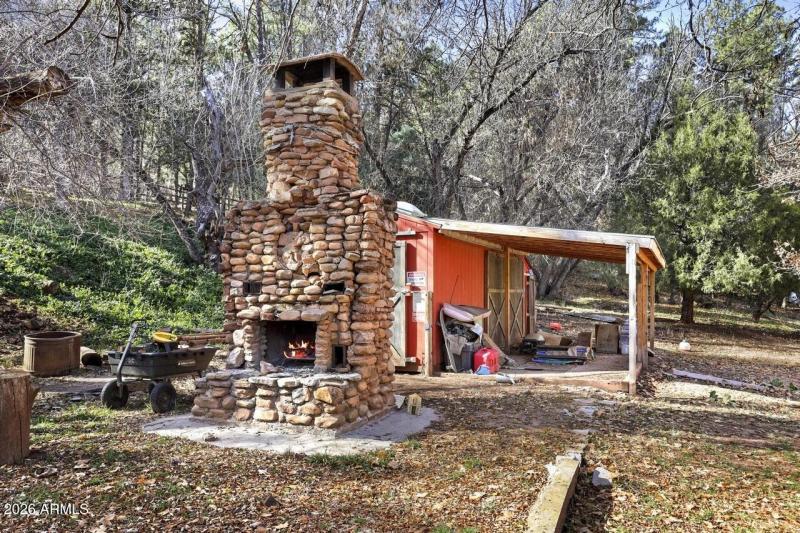 Outdoor Stone Fireplace