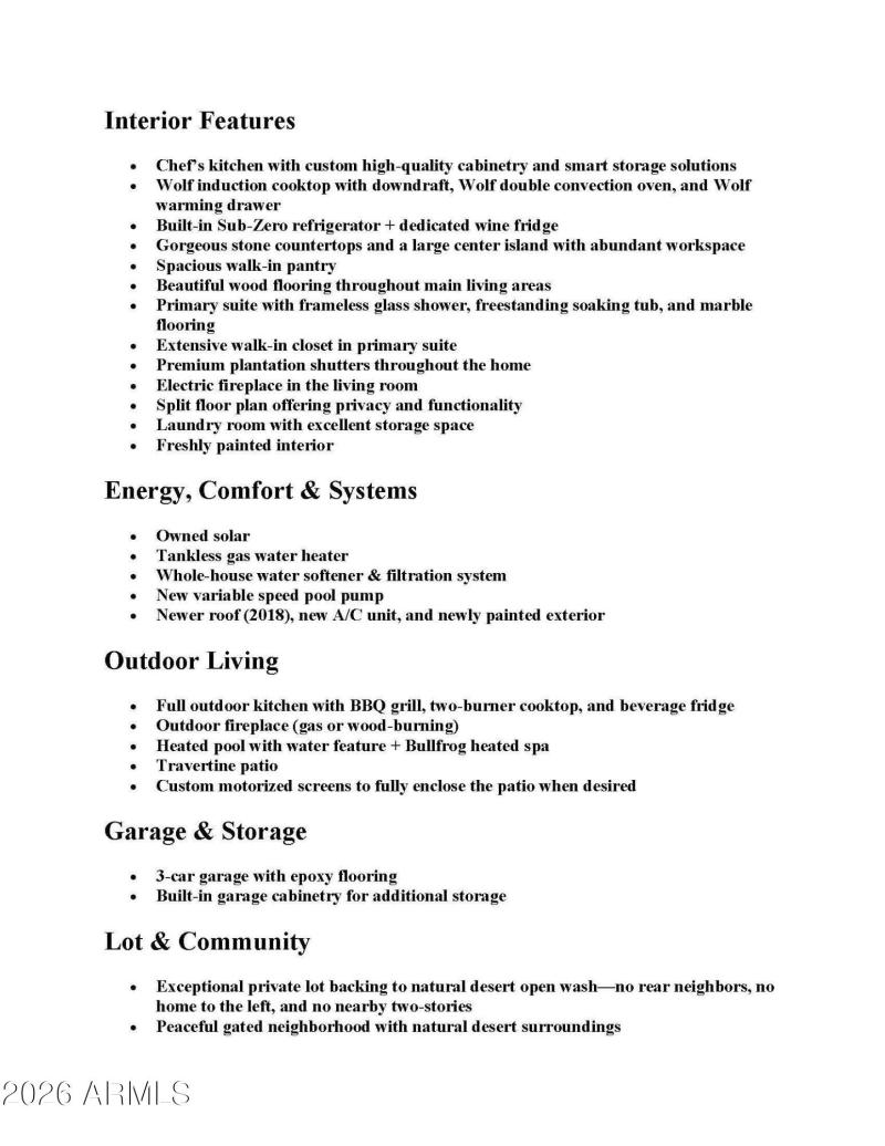 Features Bullet List