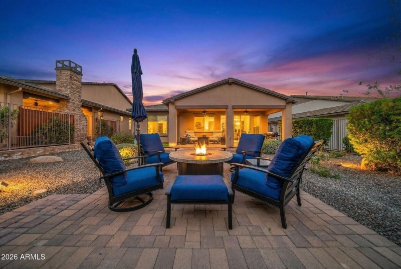 Backyard Firepit at Dusk