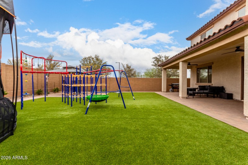 Synthetic Grass & Large Covered Patio