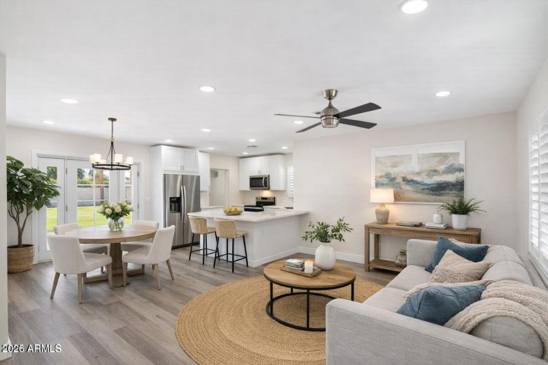 Bright and airy open-concept living spac