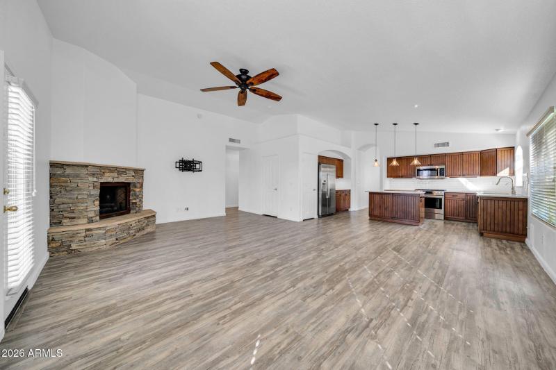 Gas fireplace in family room