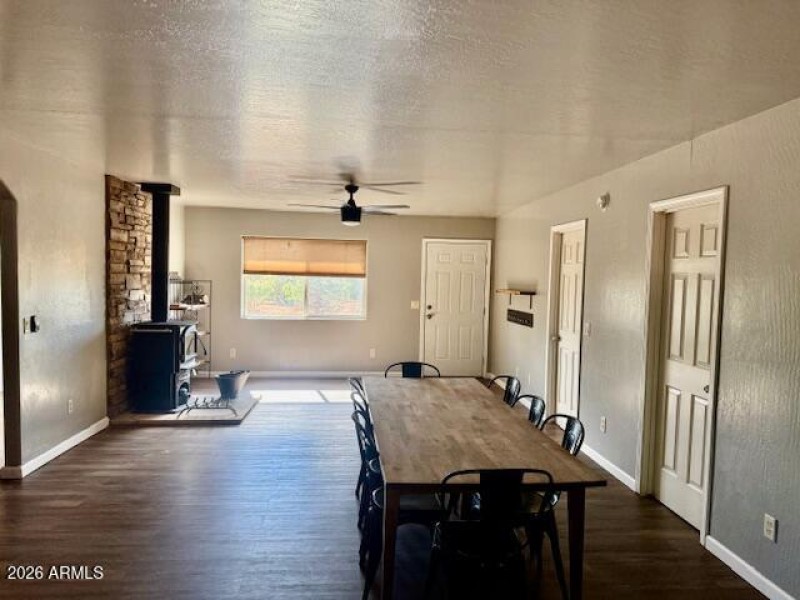 Great Room/Kitchen with Wood Stove