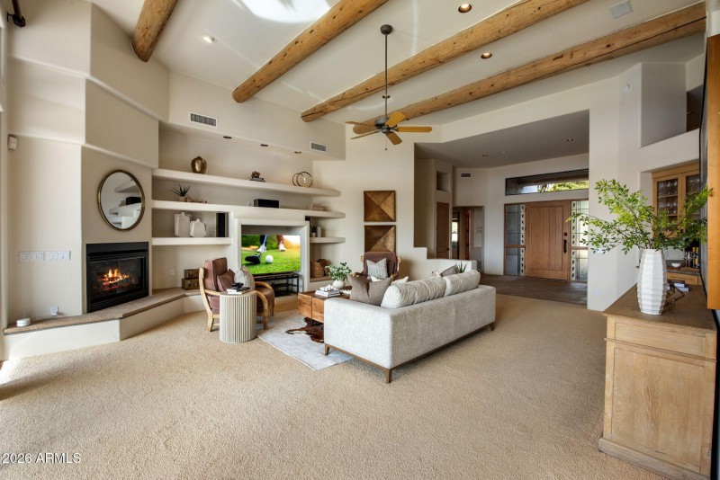 2b Great Room with FP & Beamed Ceiling A