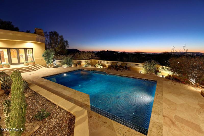 Pool and Twinkling City Lights