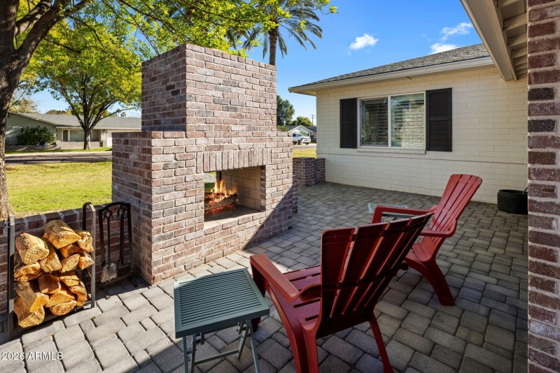 Front patio fireplace