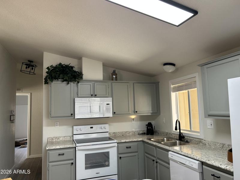 Kitchen area appliances, cabinets