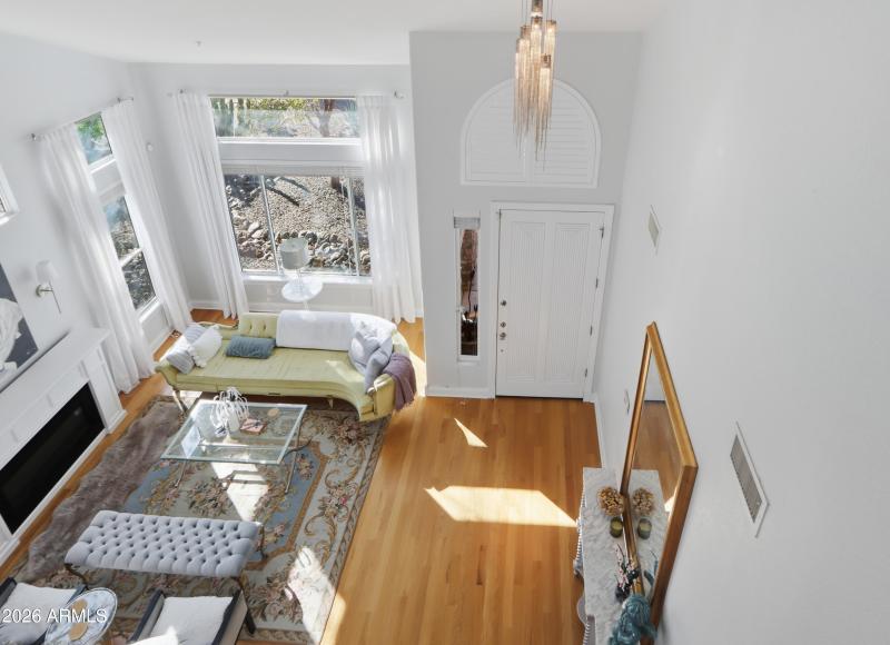 Living room from upstairs balcony