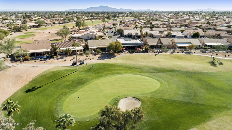 Aerial Back view - home on green